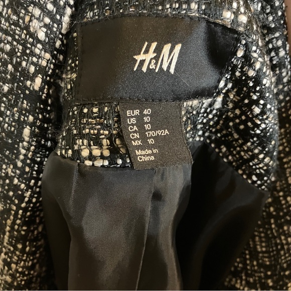 H&M Tweed Single Button Jacket Blazer Womens Size 10 - Picture 9 of 14